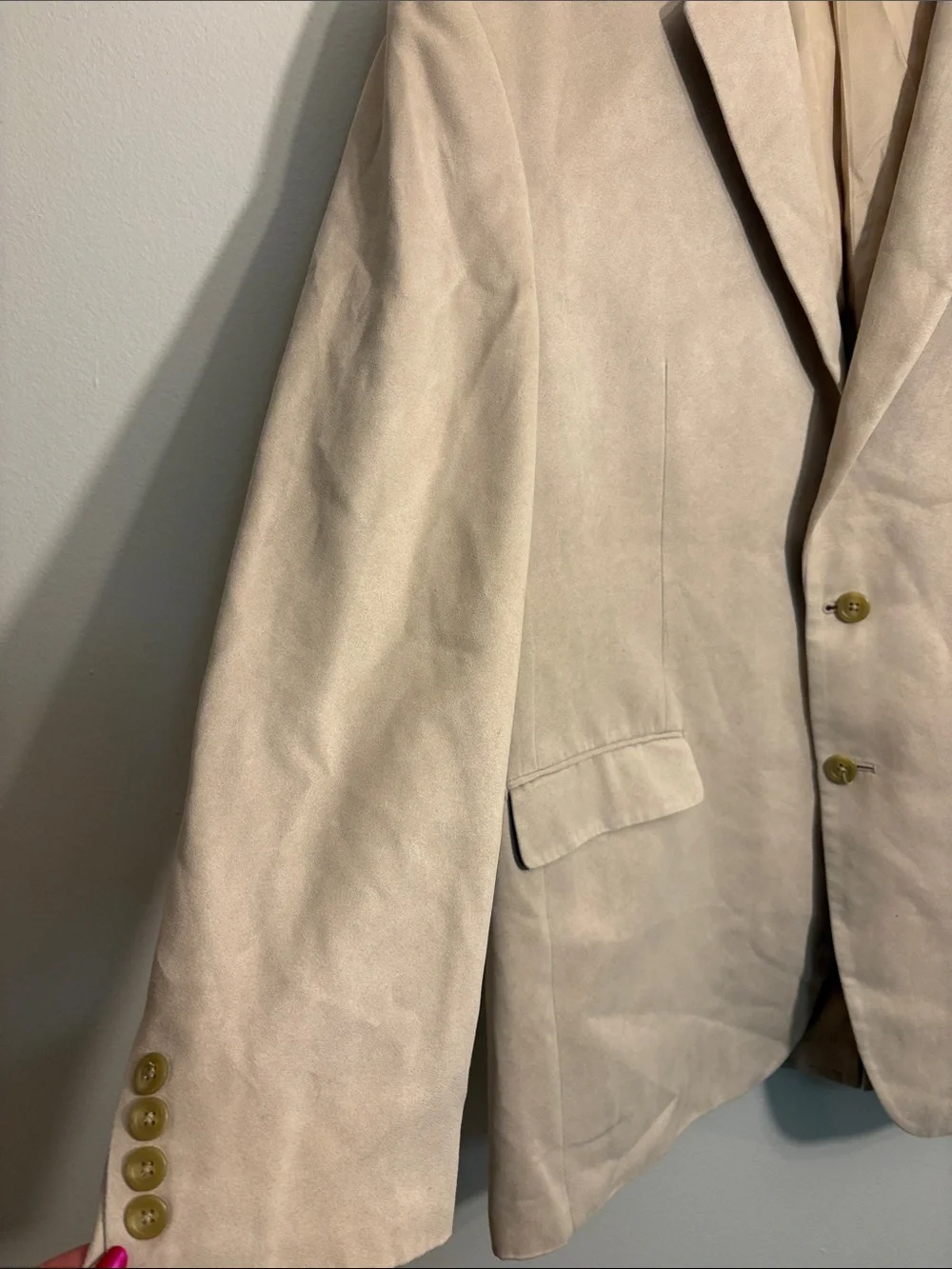 Chaps Light Beige Suede Blazer Jacket